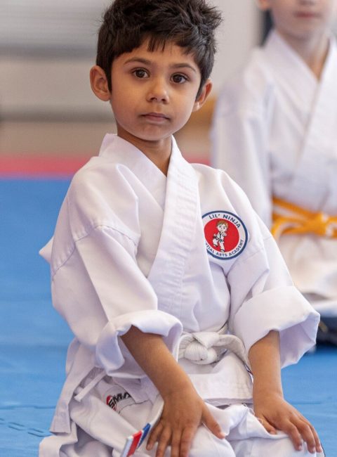 child in karate pose